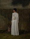 Mutedance 25 Autumn and Winter Round Neck Long Sleeve Waist Dress Flower Dye MD-MD25FW98-hoary